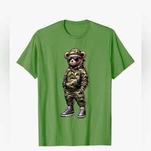 NWOT Amazon Camo Hip Hop Teddy Bear Cool Rapper Streetwear Graphic T-Shirt - XL